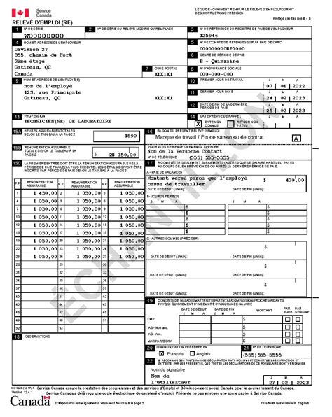 revenu canada dépenses d'emploi.